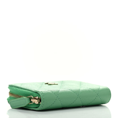 Chanel Caviar Quilted Zip Around Coin Purse Wallet Light Green 4 of 7