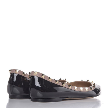 Valentino Garavani Patent Nappa Rockstud Ballerina Flats 37.5 Black Poudre 4 of 11