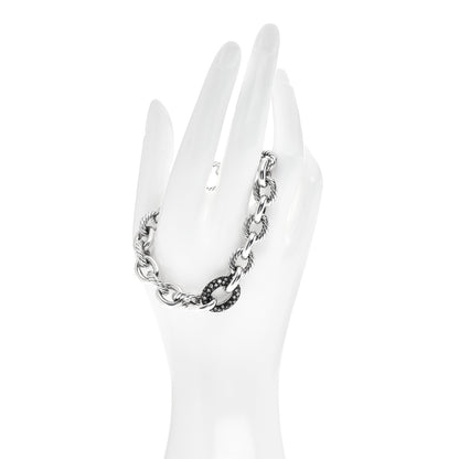 David Yurman Sterling Silver Diamond 15mm Midnight Melange Oval Link Bracelet 2 of 4