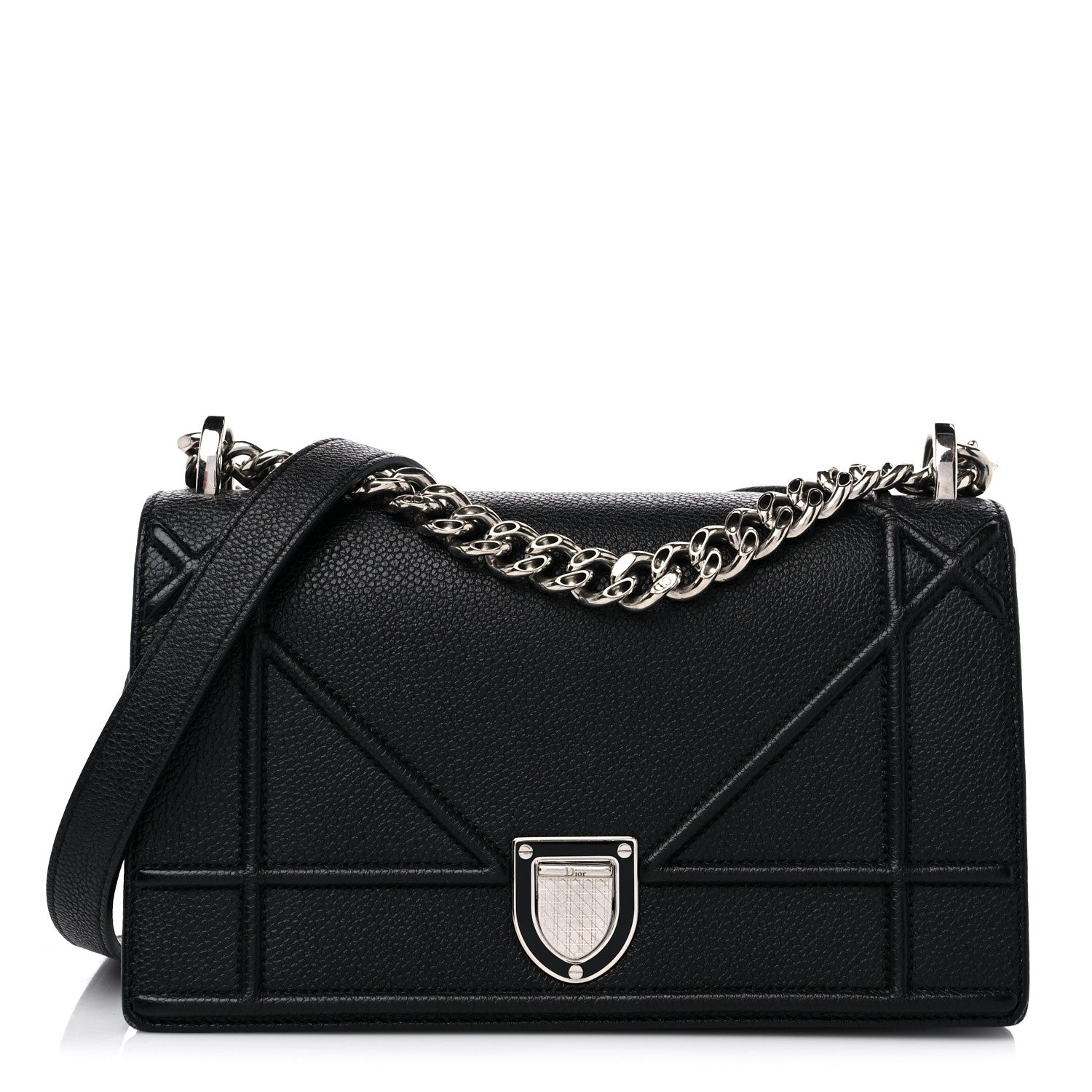 Christian Dior Grained Calfskin Small Diorama Flap Bag Black 1 of 12