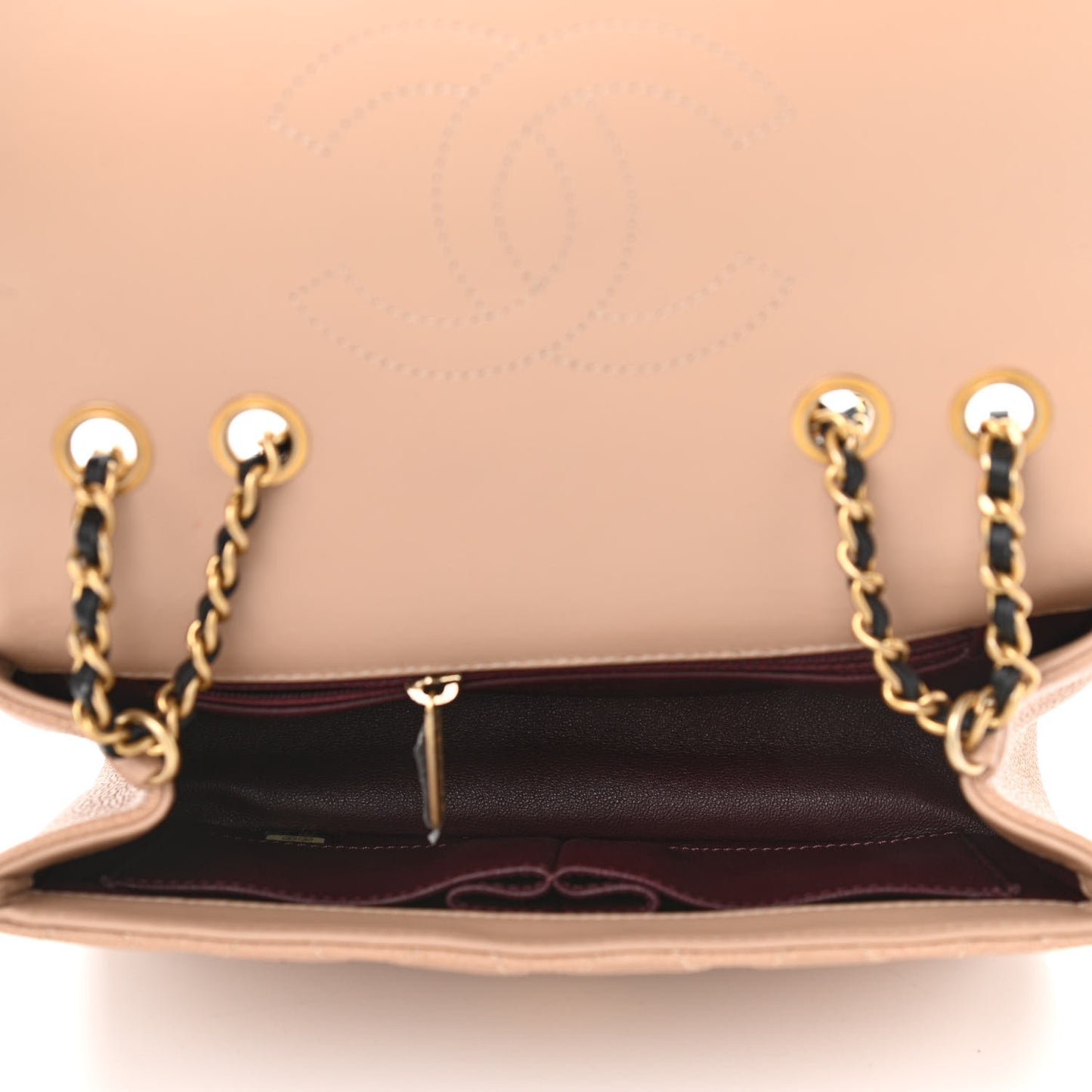 Caviar Quilted Small CC Filigree Flap Beige Black