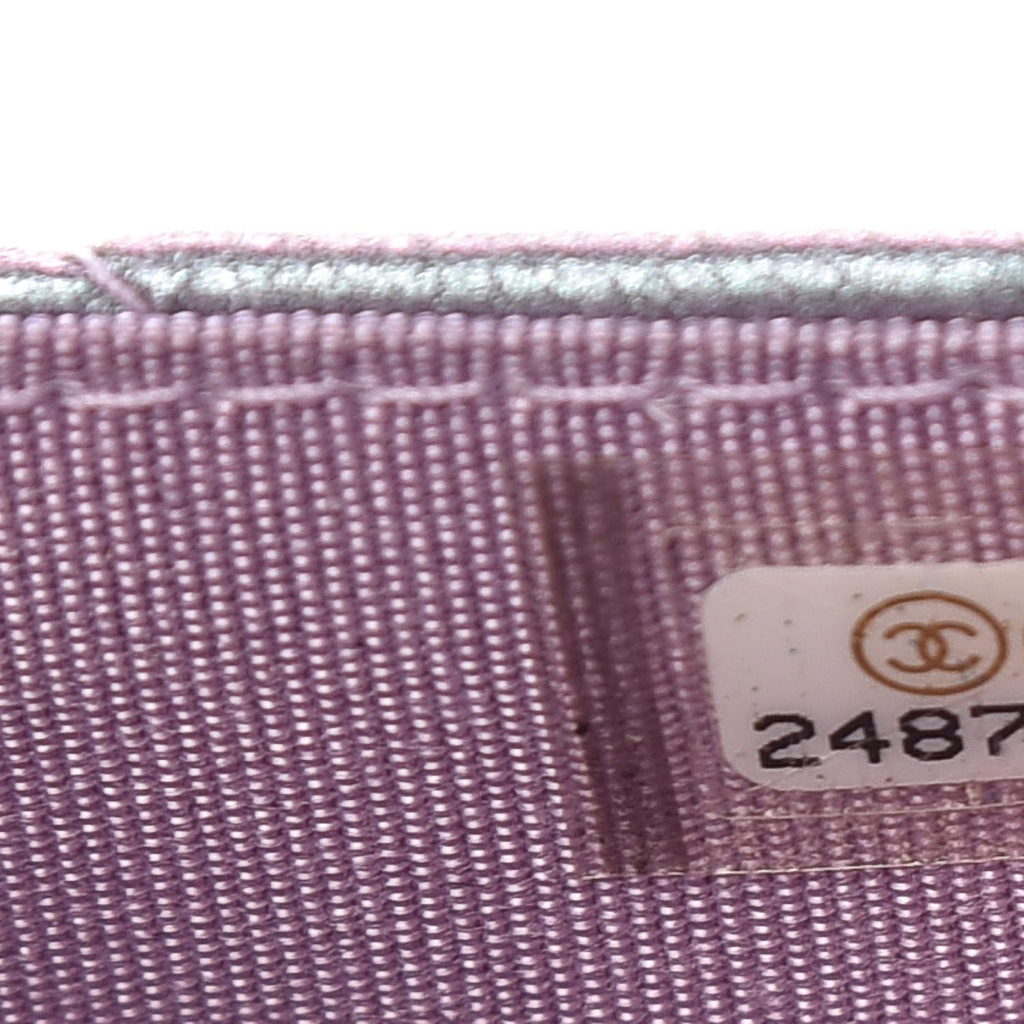 Iridescent Lambskin Quilted Reissue Flap Card Holder Light Purple