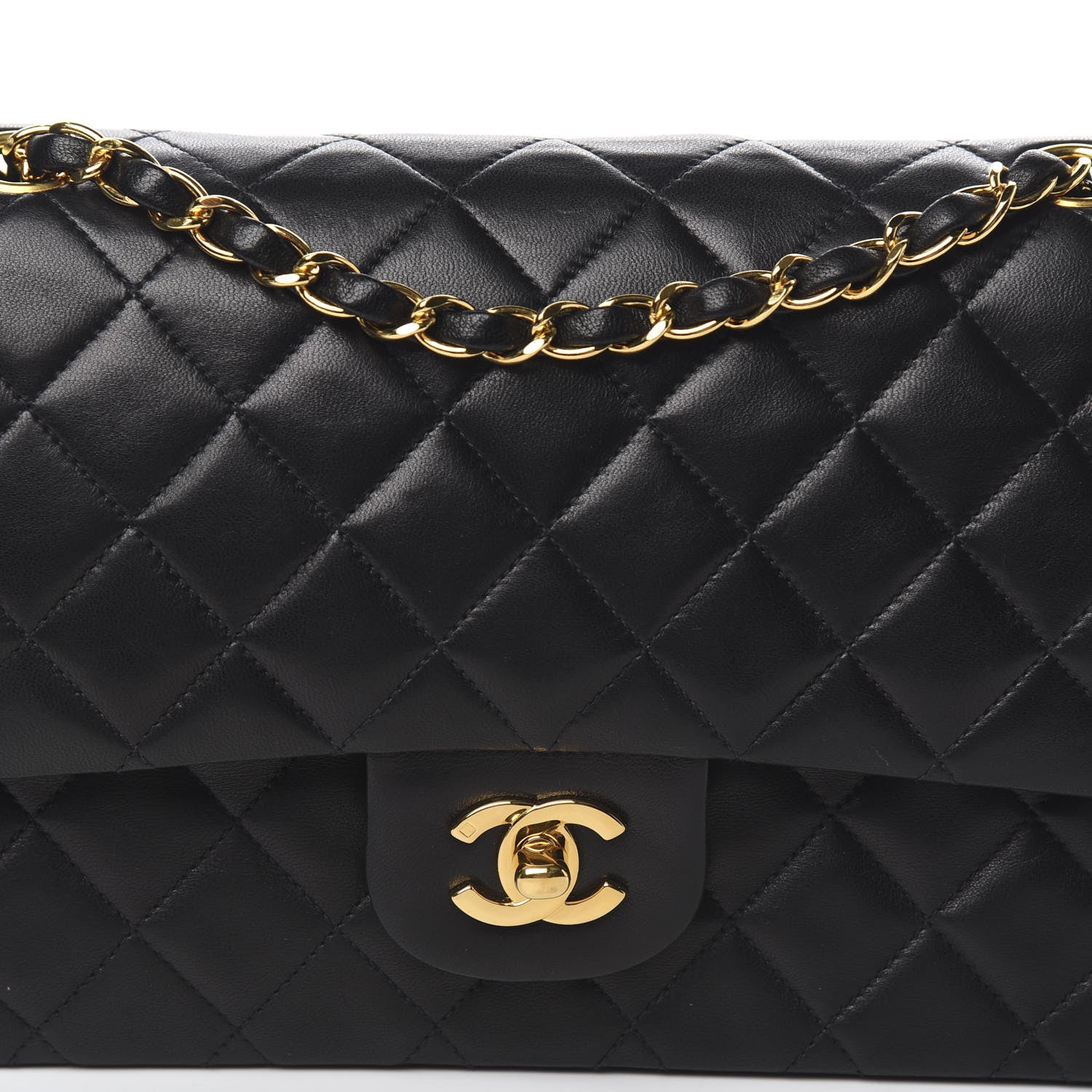 Chanel Lambskin Quilted Medium Double Flap Black 10 of 10