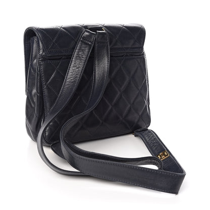 Chanel Lambskin Quilted Backpack Navy 3 of 10