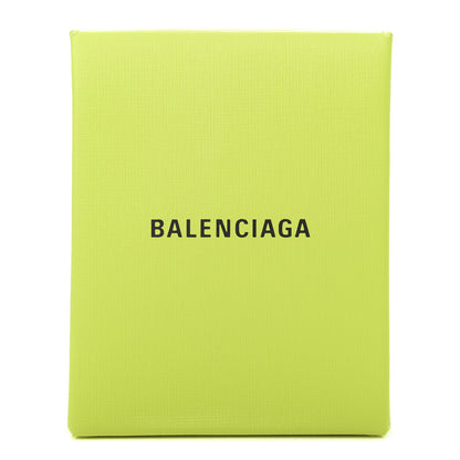 Balenciaga Squared Calfskin Logo Shopping Envelope Clutch Acid Green 1 of 7