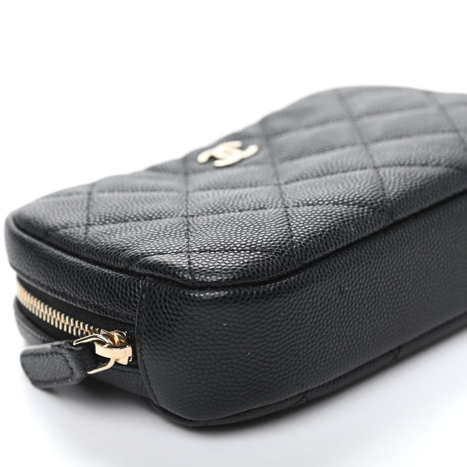 Chanel Caviar Quilted Small Curvy Pouch Cosmetic Case Black 8 of 10