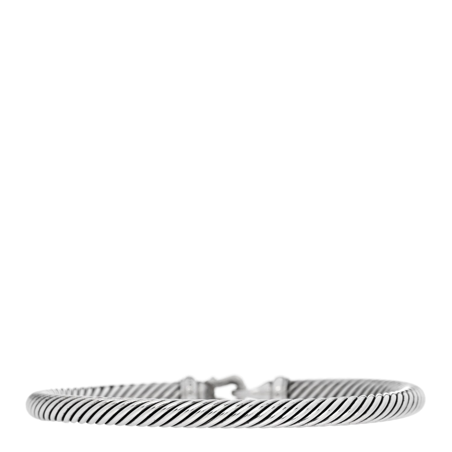 David Yurman Sterling Silver Diamond 5mm Cable Buckle Bracelet 2 of 4