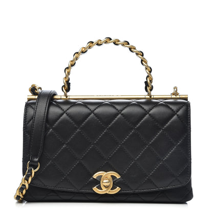 Chanel Lambskin Quilted La Parisienne Top Handle Flap Black 1 of 12
