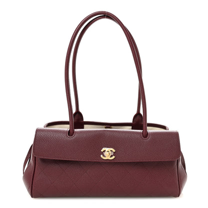 Chanel Grained Calfskin Stitched Urban Essentials Small Shopping Bag Burgundy 1 of 10