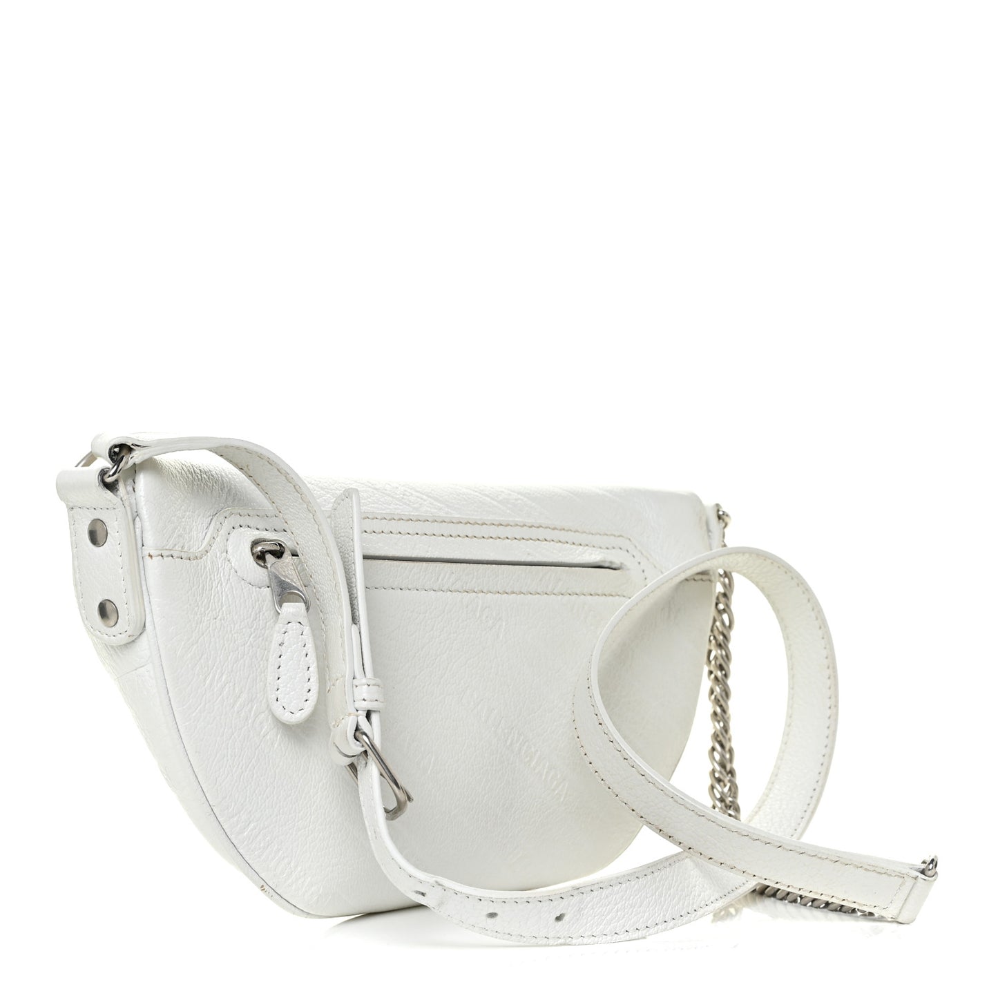 Shiny Goatskin Allover Logo Embossed XXS Souvenir Belt Bag White
