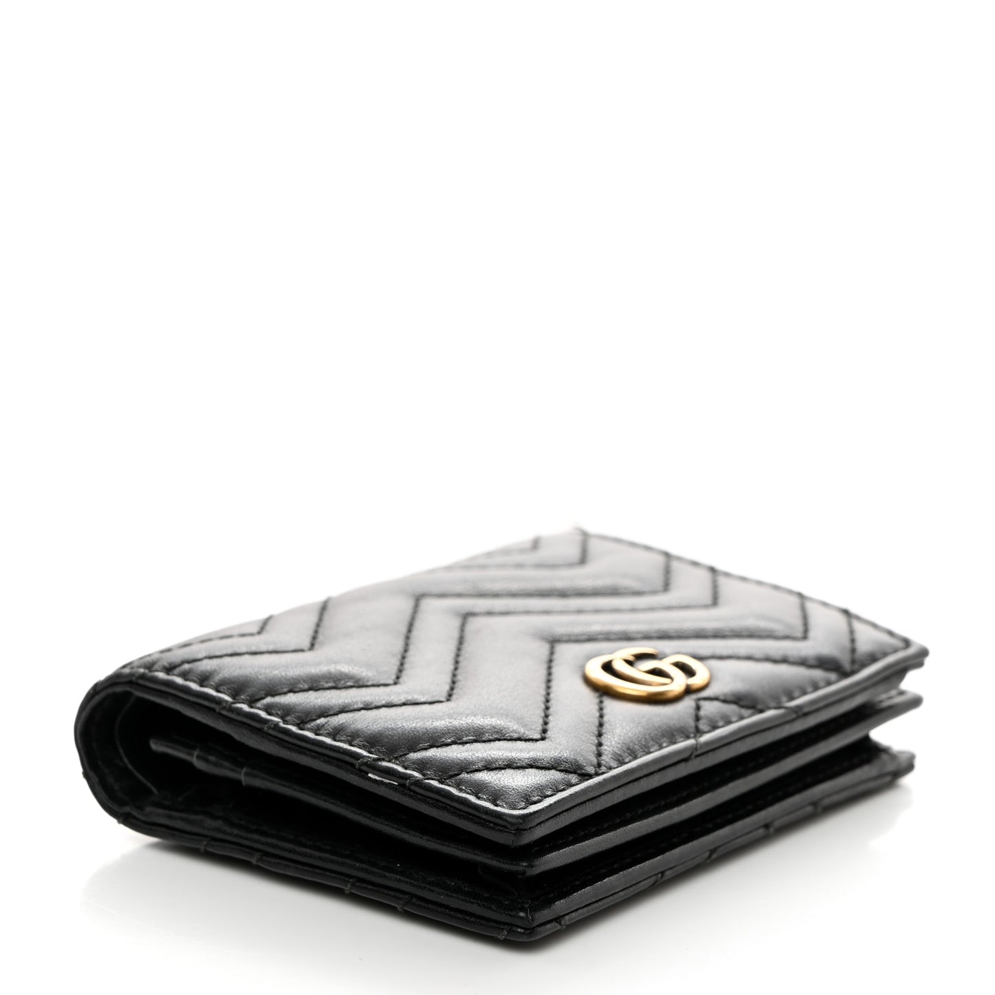 Calfskin Matelasse GG Marmont Card Case Wallet Black