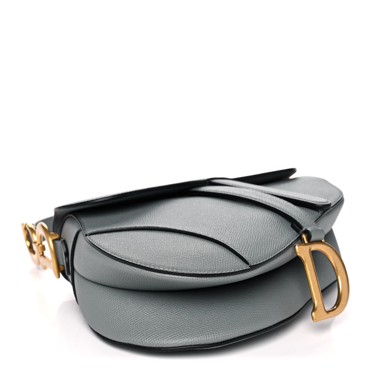 Grained Calfskin Saddle Bag Grey