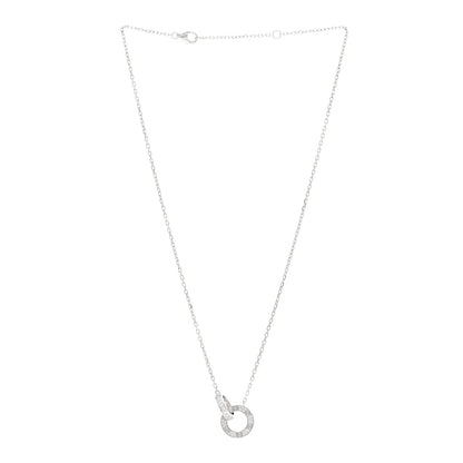Cartier 18K White Gold Diamond Interlocking LOVE Paved Necklace 3 of 5