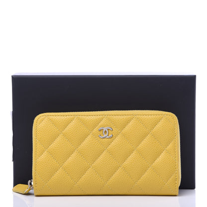Chanel Caviar Quilted Small Zip Around Wallet Yellow 12 of 12