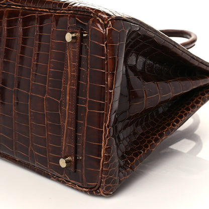 Hermes Shiny Porosus Crocodile Birkin 35 Miel 9 of 14