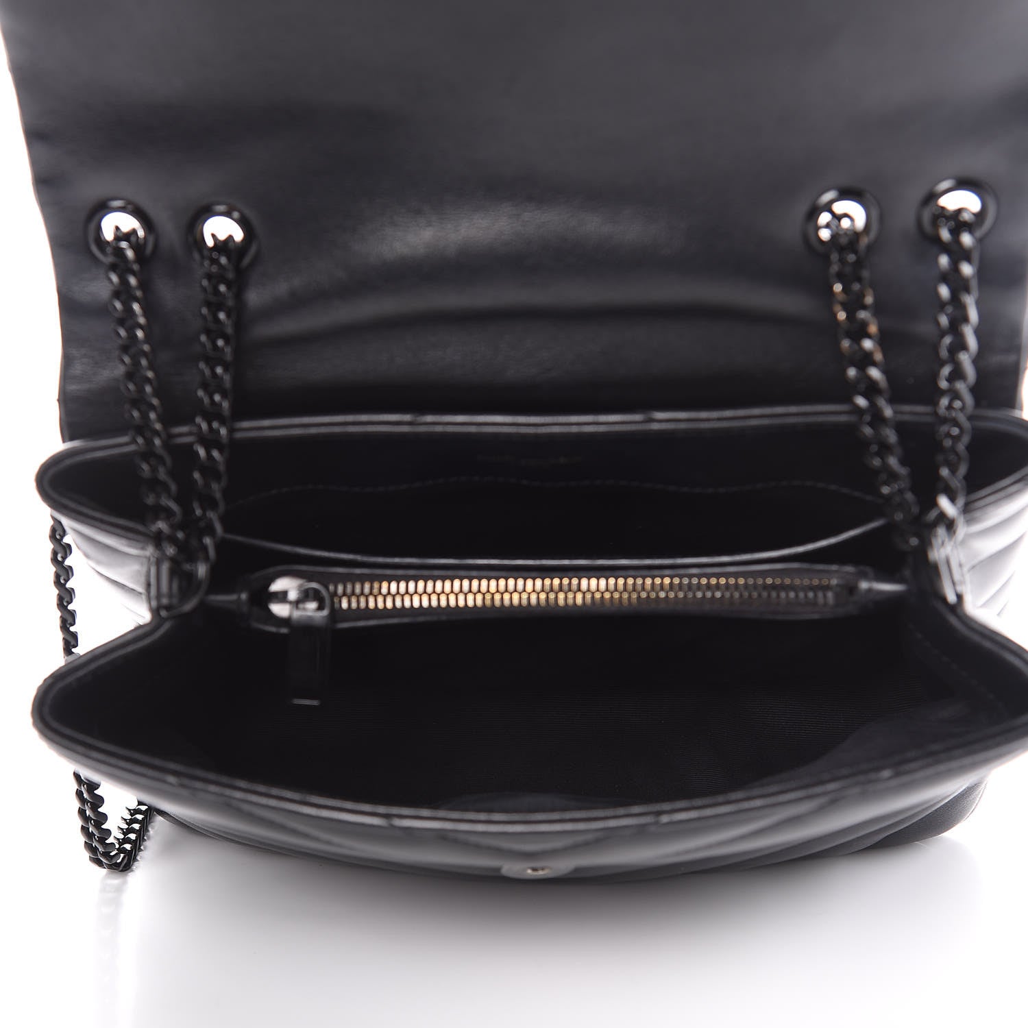 Saint Laurent Calfskin Y Quilted Monogram Small Loulou Chain Satchel Black 5 of 9