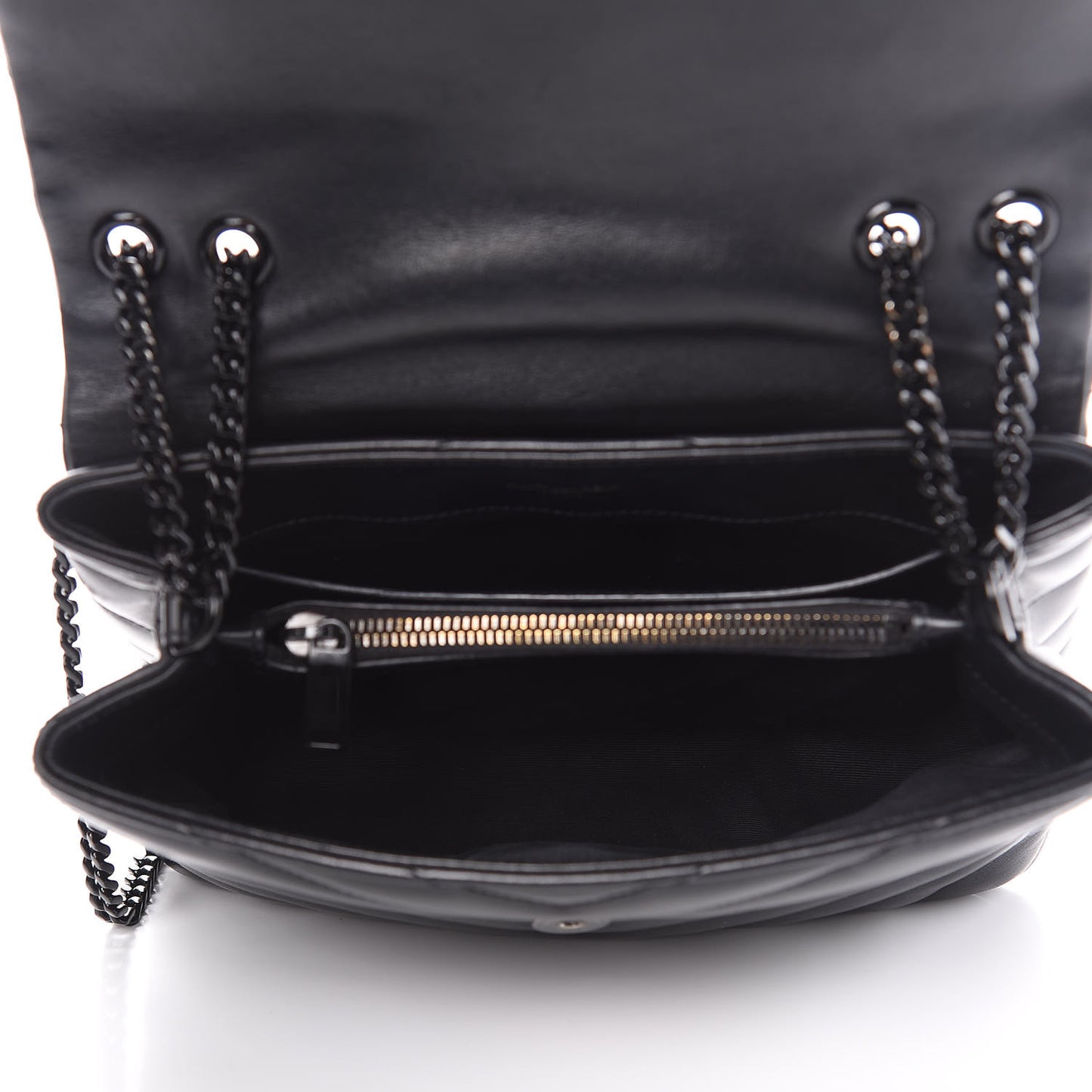 Calfskin Y Quilted Monogram Small Loulou Chain Satchel Black