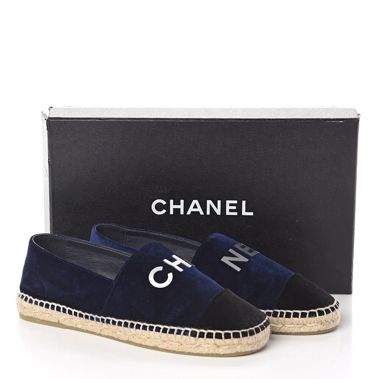 Velvet Logo Espadrilles 38 Navy Black