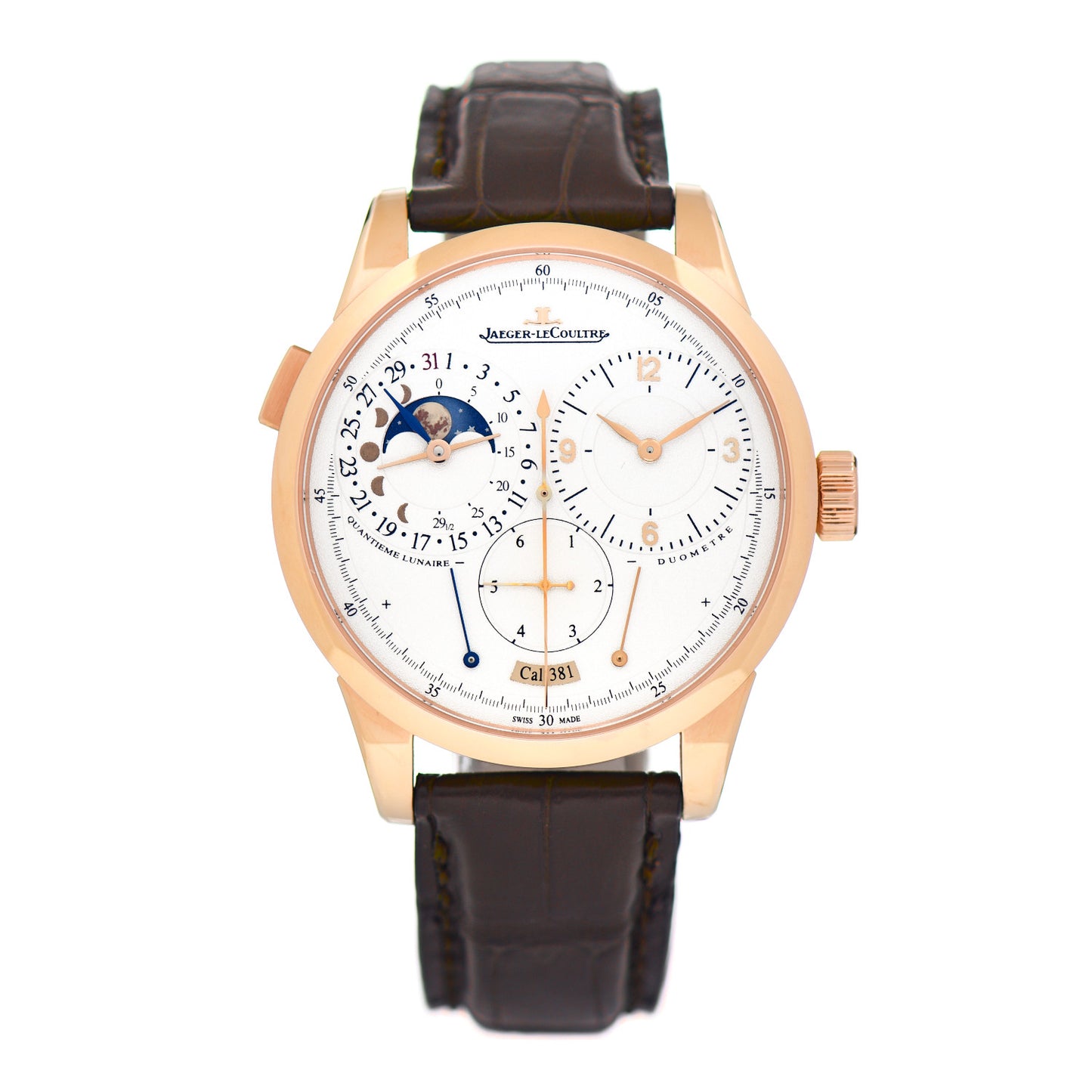 18K Rose Gold Alligator 40.5mm Duometre Quantieme Lunaire Manual Winding Watch Q6042421