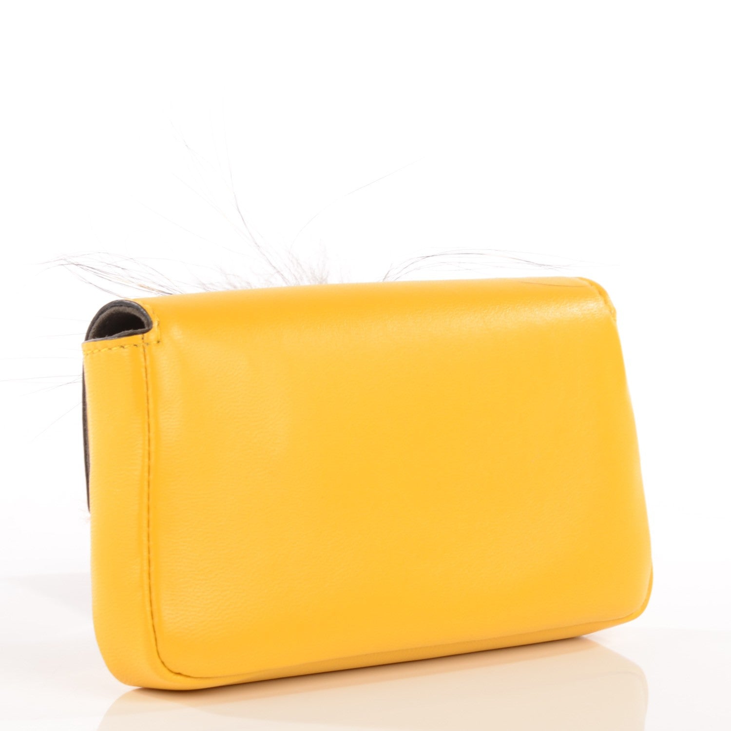 Fendi Nappa Rabbit Fox Fur Micro Buggie Baguette Sunflower 3 of 9