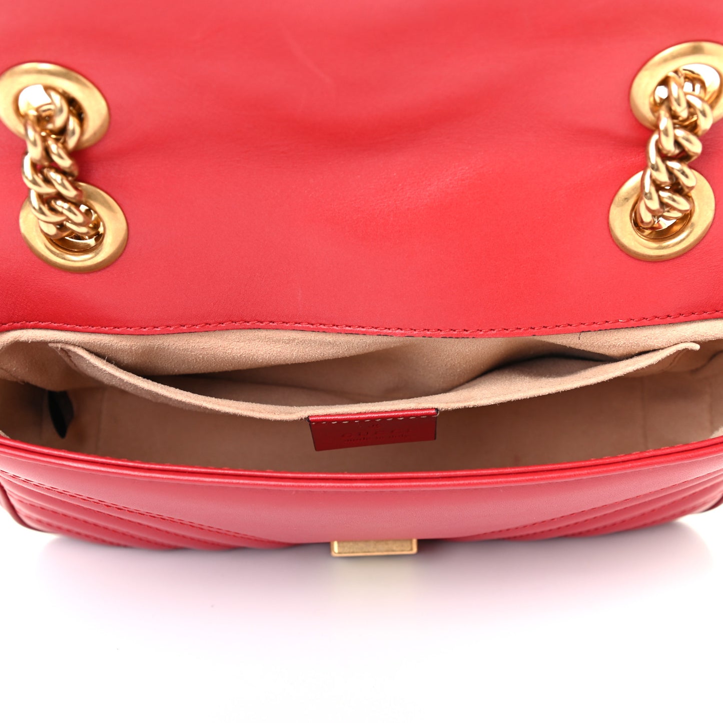 Calfskin Matelasse Mini GG Marmont Shoulder Bag Hibiscus Red