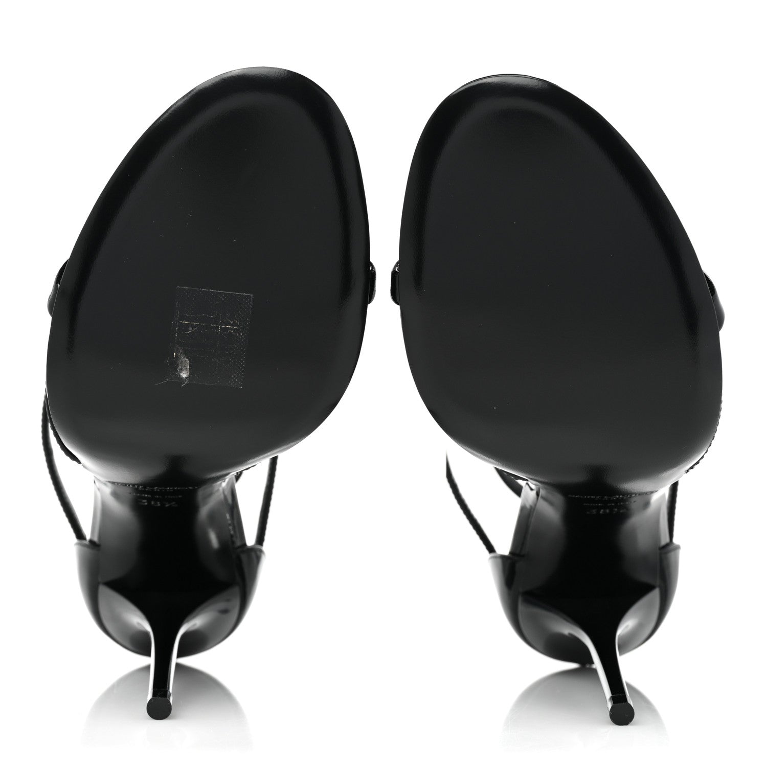 Saint Laurent Patent Cassandra 100 Ankle Strap Sandals 38.5 Black 5 of 11