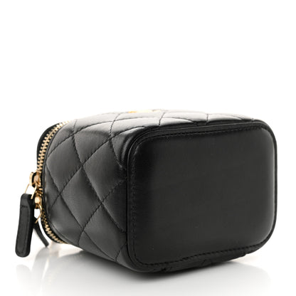 Chanel Lambskin Quilted Mini Pearl Crush Vanity Case With Chain Black 4 of 12