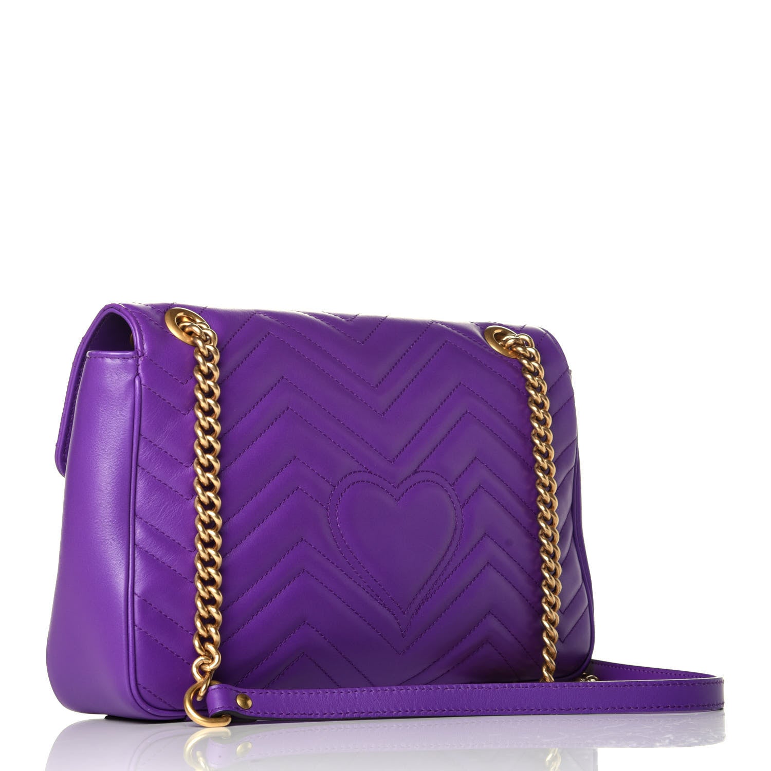 Gucci Calfskin Matelasse Medium GG Marmont Shoulder Bag Shine Purple 3 of 9