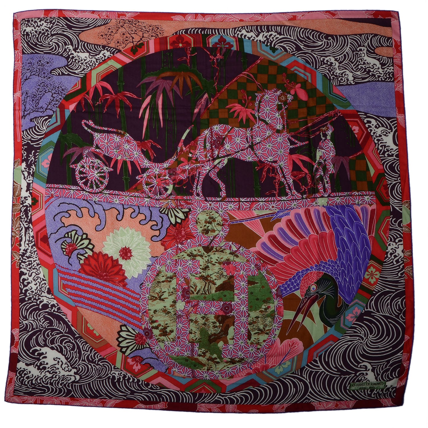 Cashmere Silk Ex Libris en Monogram Kimonos Shawl GM 140
