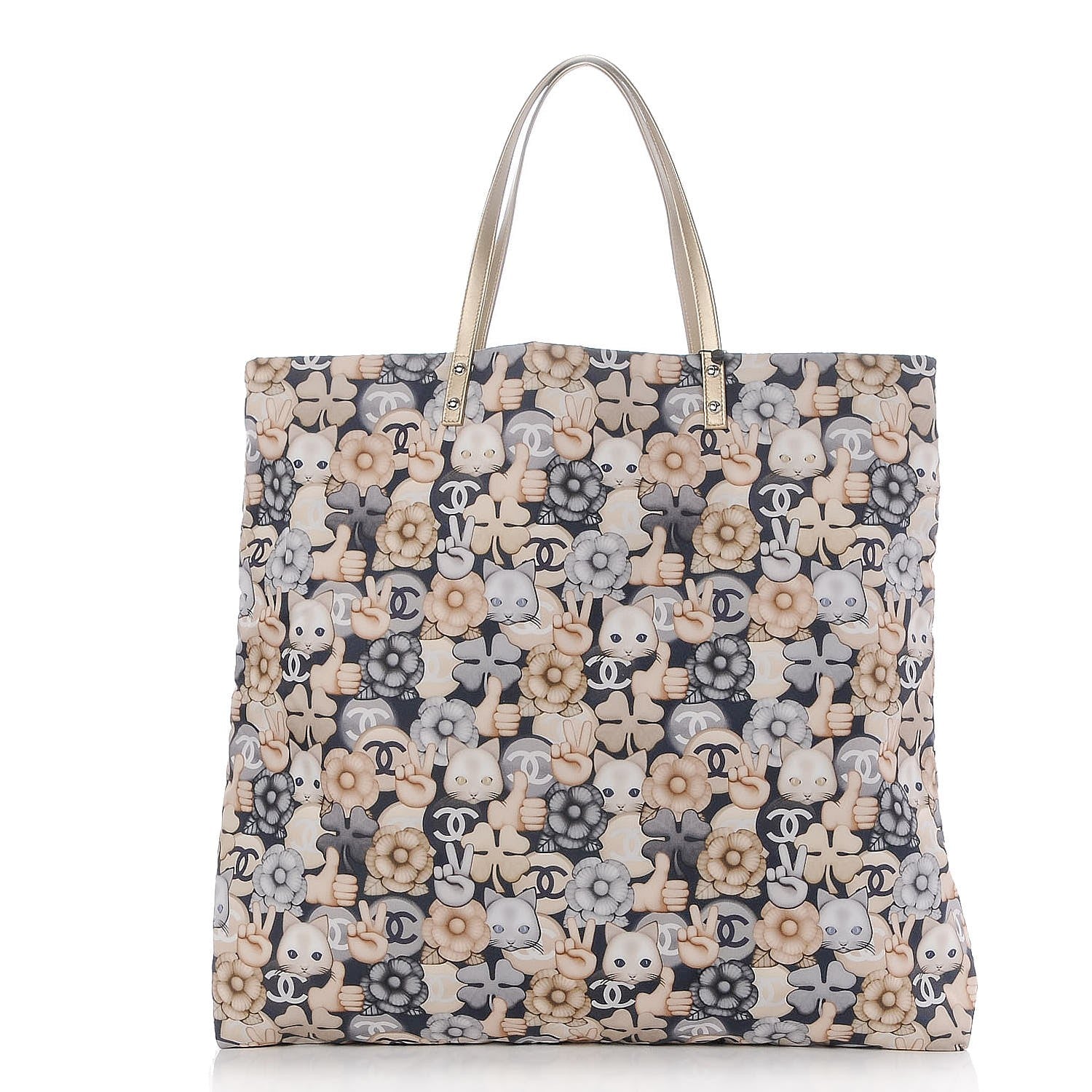 Chanel Nylon Cat Emoticon Tote Navy Gold 1 of 9