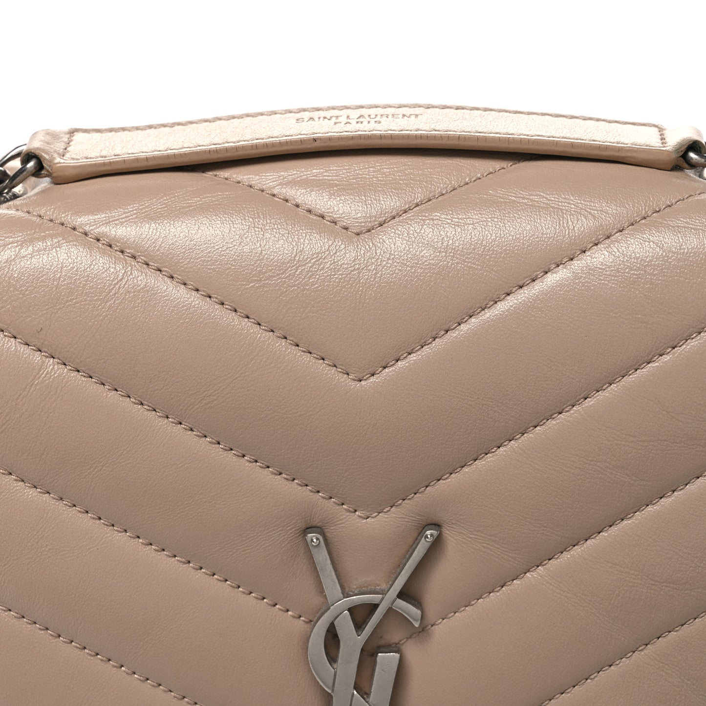Calfskin Y Quilted Monogram Medium Loulou Chain Satchel Nude Powder
