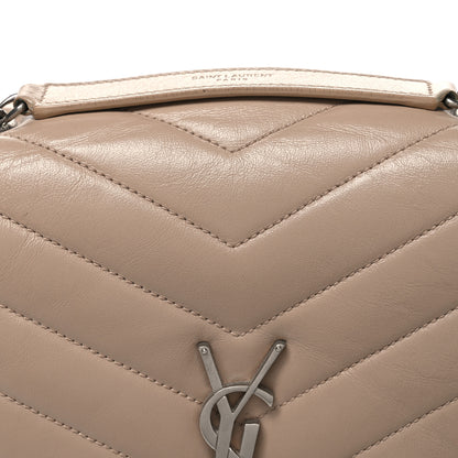 Saint Laurent Calfskin Y Quilted Monogram Medium Loulou Chain Satchel Nude Powder 7 of 12