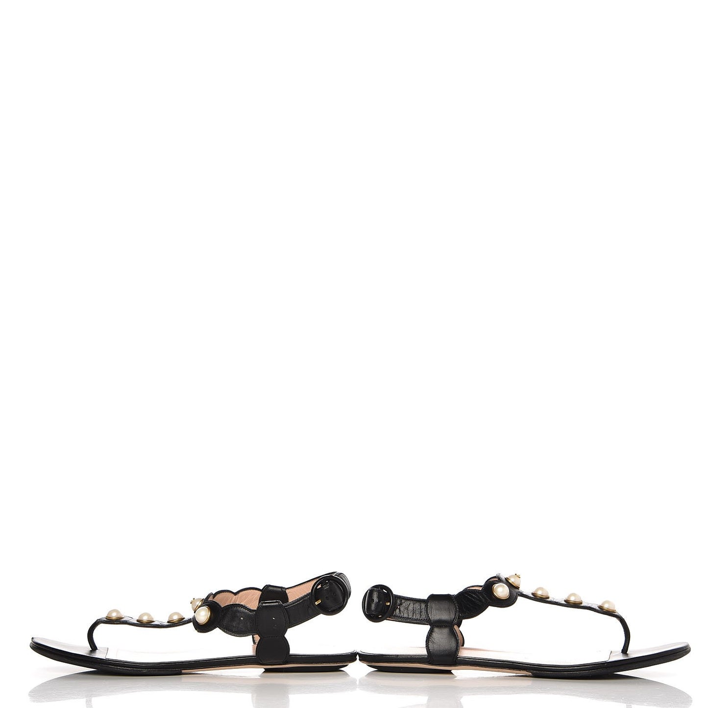 Nappa Willow Pearl Thong Sandals 39.5 Black