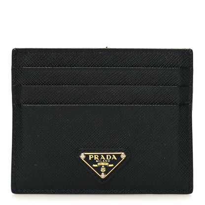 Prada Saffiano Triangle Card Holder Black 1 of 8