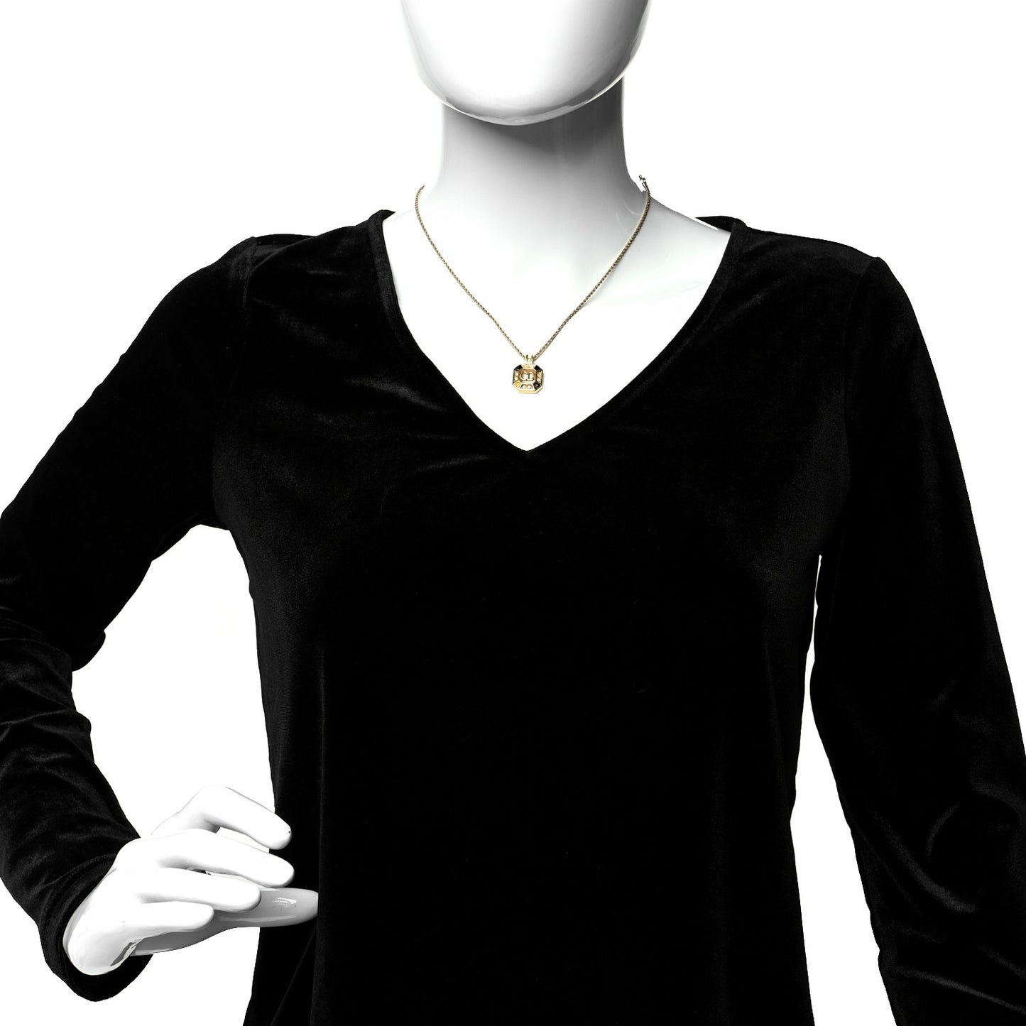 Metal Crystal CD Necklace Gold Black