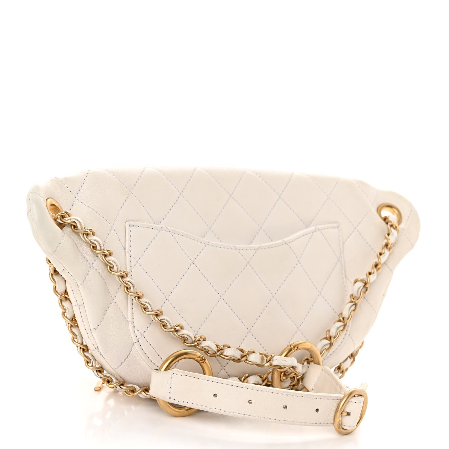 Chanel Lambskin Quilted All About Chains Waist Belt Bag White 3 of 11