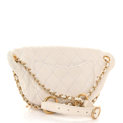 Chanel Lambskin Quilted All About Chains Waist Belt Bag White 3 of 11