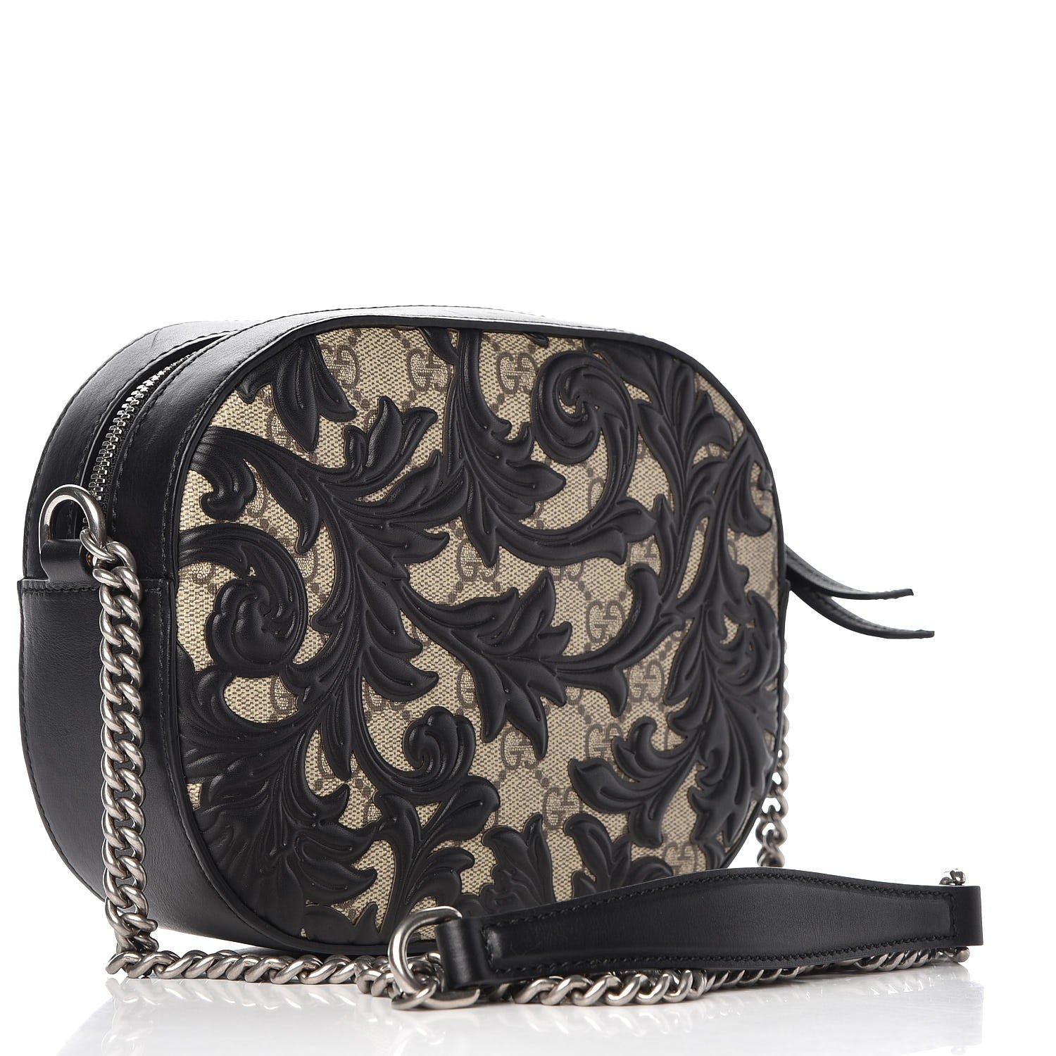 Gucci GG Supreme Monogram Arabesque Mini Chain Shoulder Bag Beige Black 3 of 8
