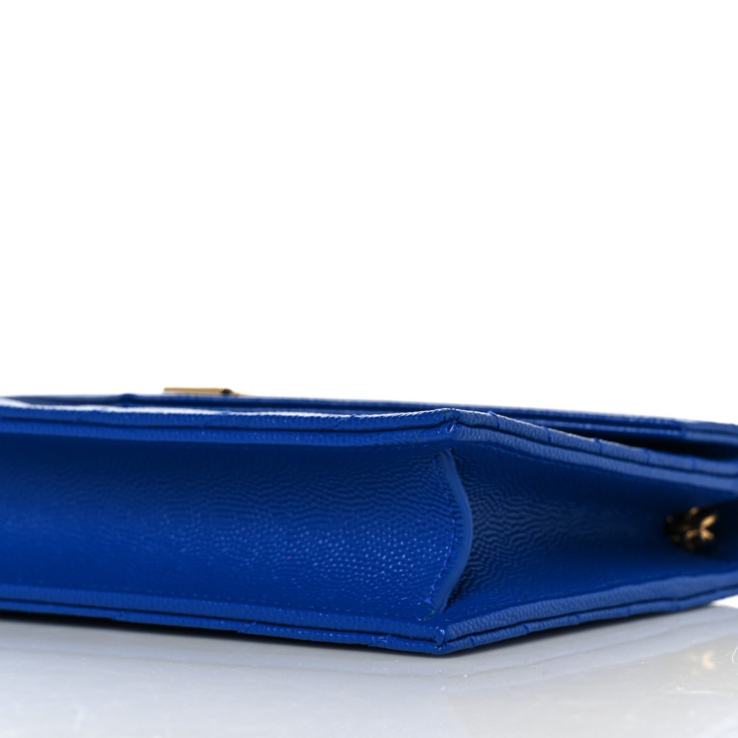 Saint Laurent Grain De Poudre Matelasse Chevron Monogram Envelope Chain Wallet Blue Majorelle 8 of 8