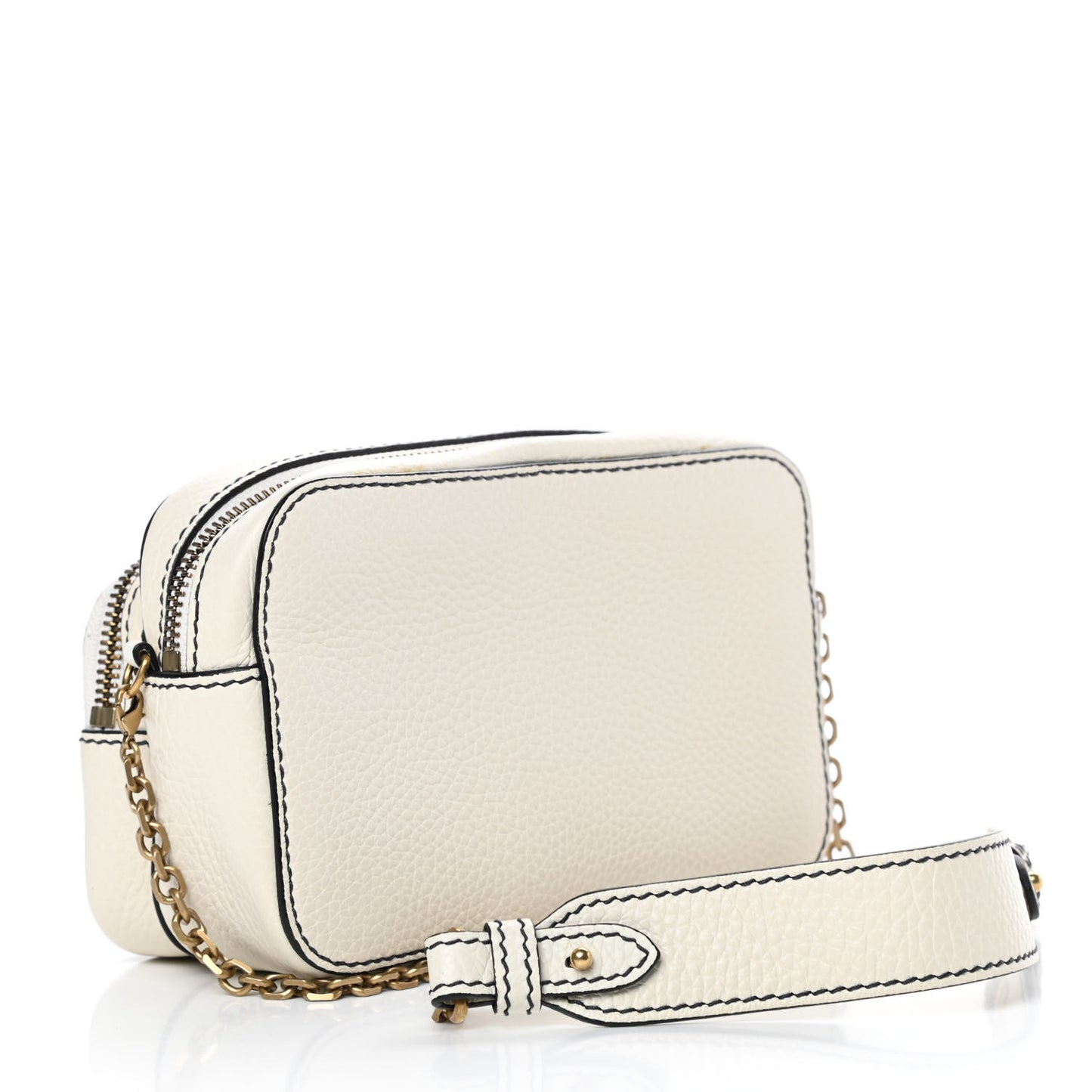 Grained Calfskin J'Adior Camera Case Clutch With Chain White