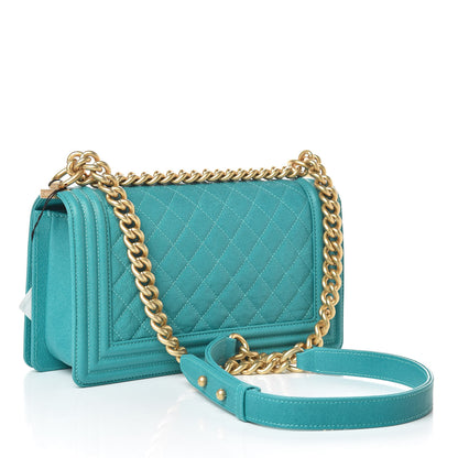 Chanel Caviar Quilted Medium Boy Flap Turquoise 3 of 12