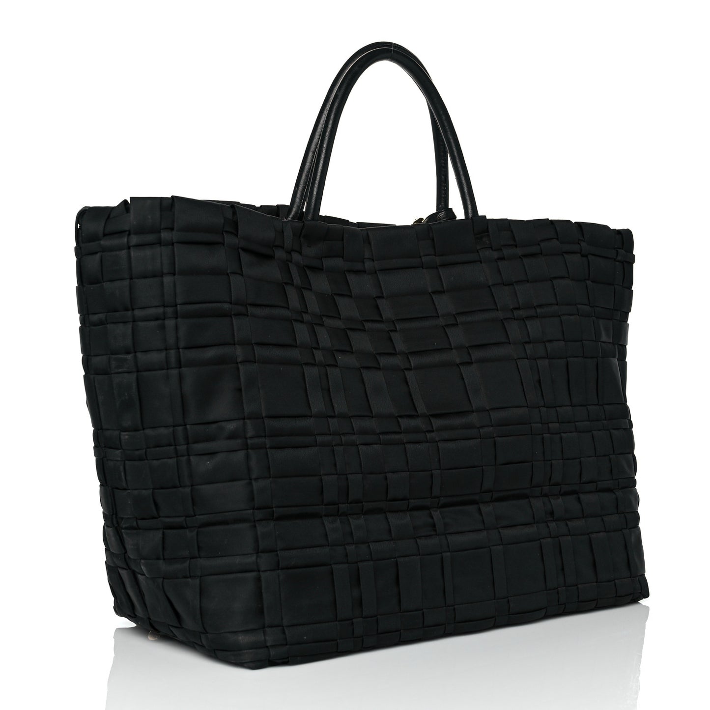 Tessuto Nylon Woven Shopping Tote Black