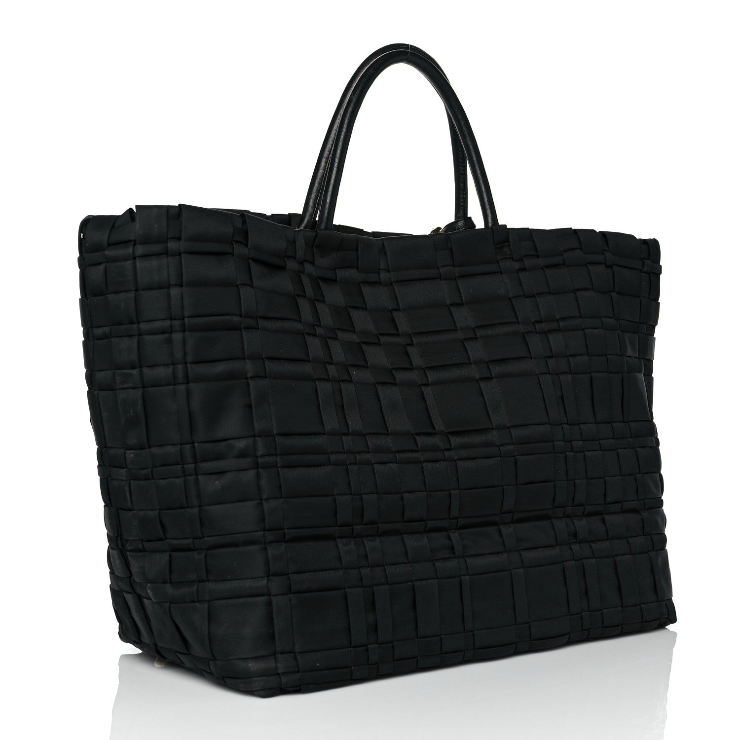 Prada Tessuto Nylon Woven Shopping Tote Black 3 of 9