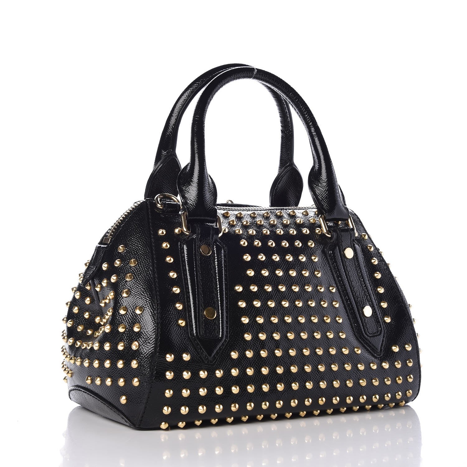 Burberry Patent Calfskin Studded Small Blaze Bowler Bag Black 3 of 8