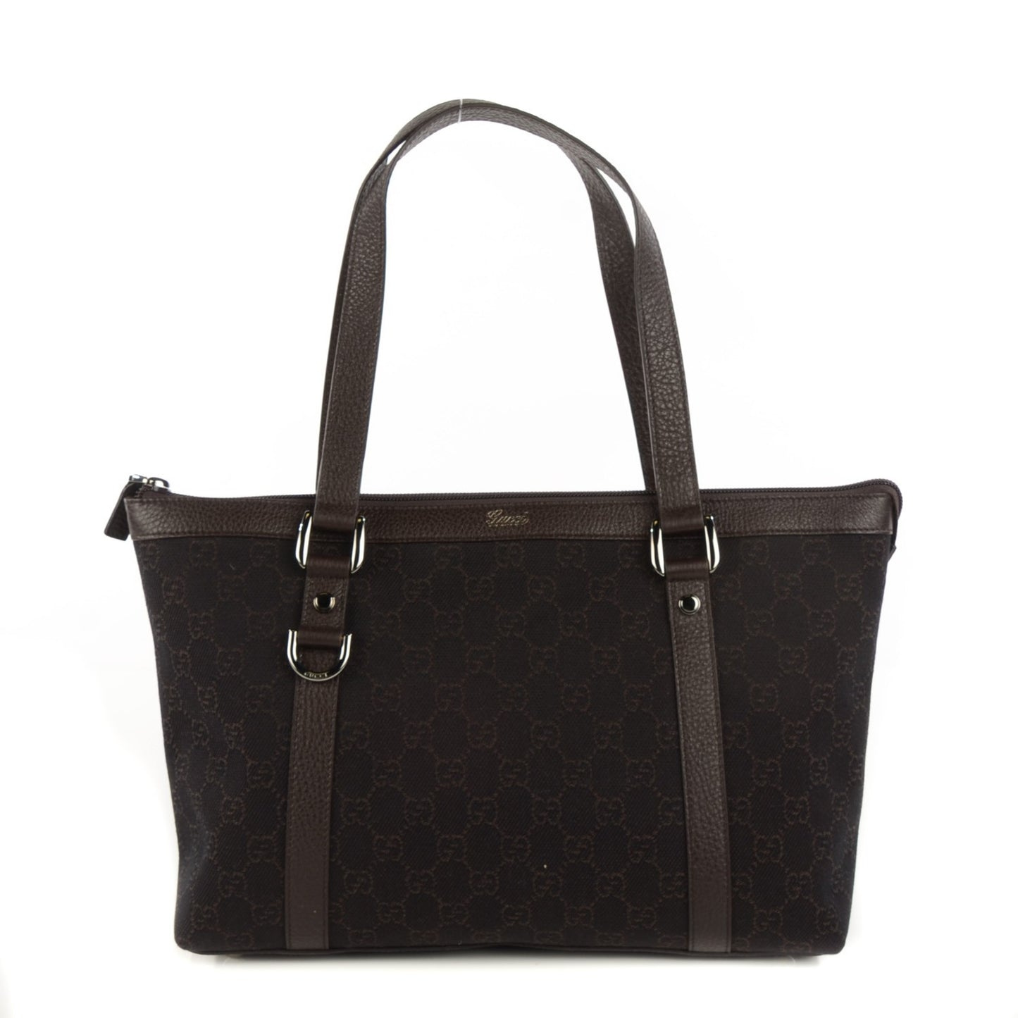 Denim Monogram Medium Abbey Tote Dark Brown