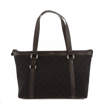 Gucci Denim Monogram Medium Abbey Tote Dark Brown 1 of 7