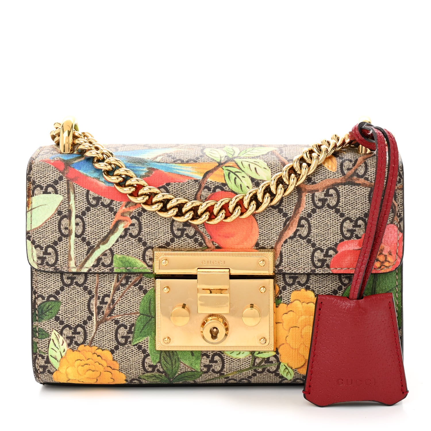 Gucci GG Supreme Monogram Tian Small Padlock Shoulder Bag Beige Multicolor New Acero 1 of 11