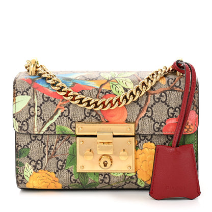 Gucci GG Supreme Monogram Tian Small Padlock Shoulder Bag Beige Multicolor New Acero 1 of 11