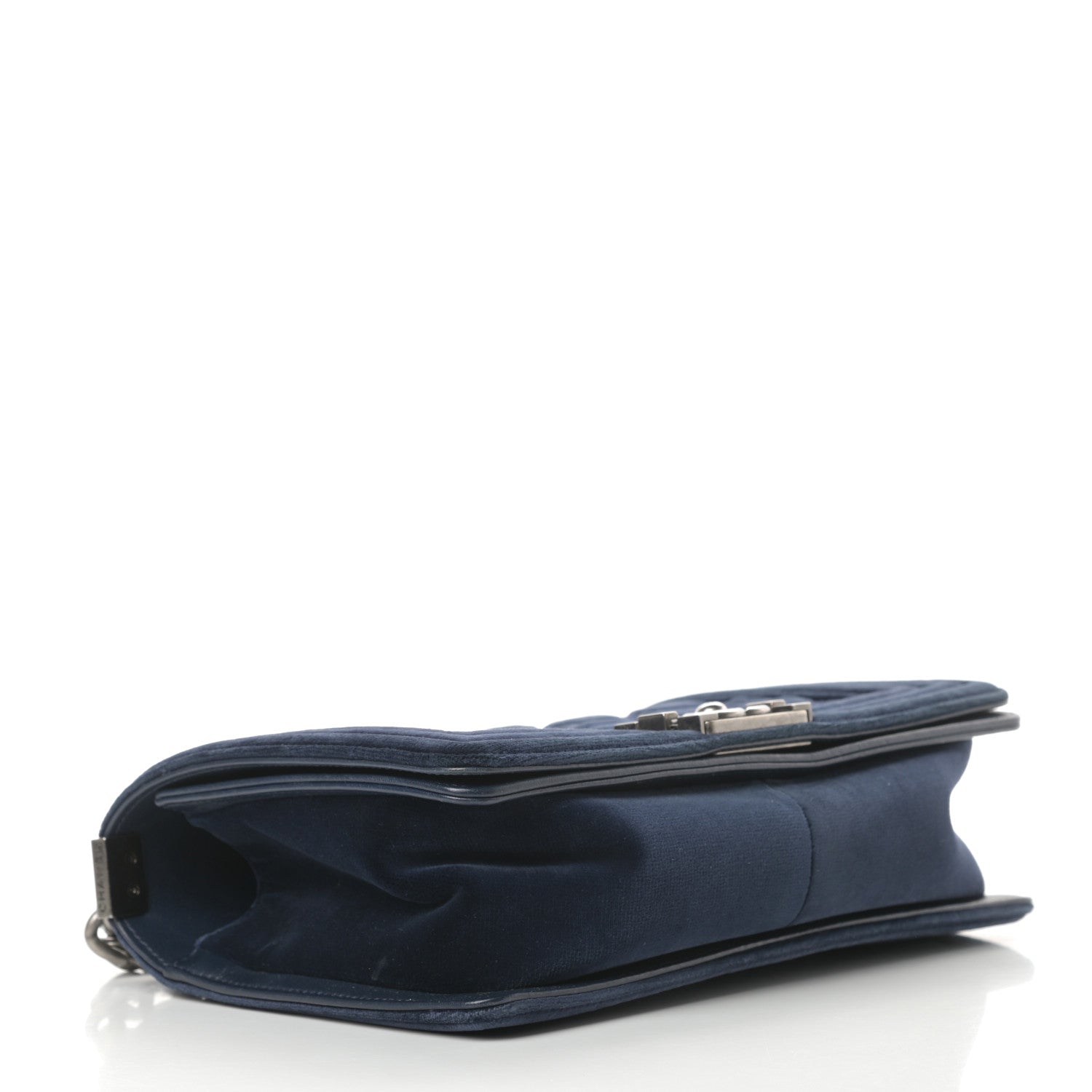 Chanel Velvet Tweed Quilted Medium Boy Flap Dark Navy Blue 4 of 15