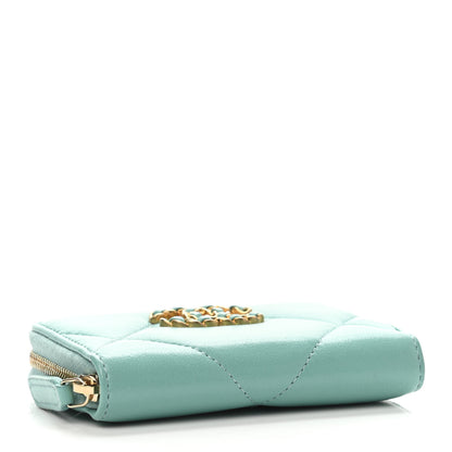 Chanel Lambskin Quilted 19 Zip Around Coin Purse Wallet Light Green 3 of 4